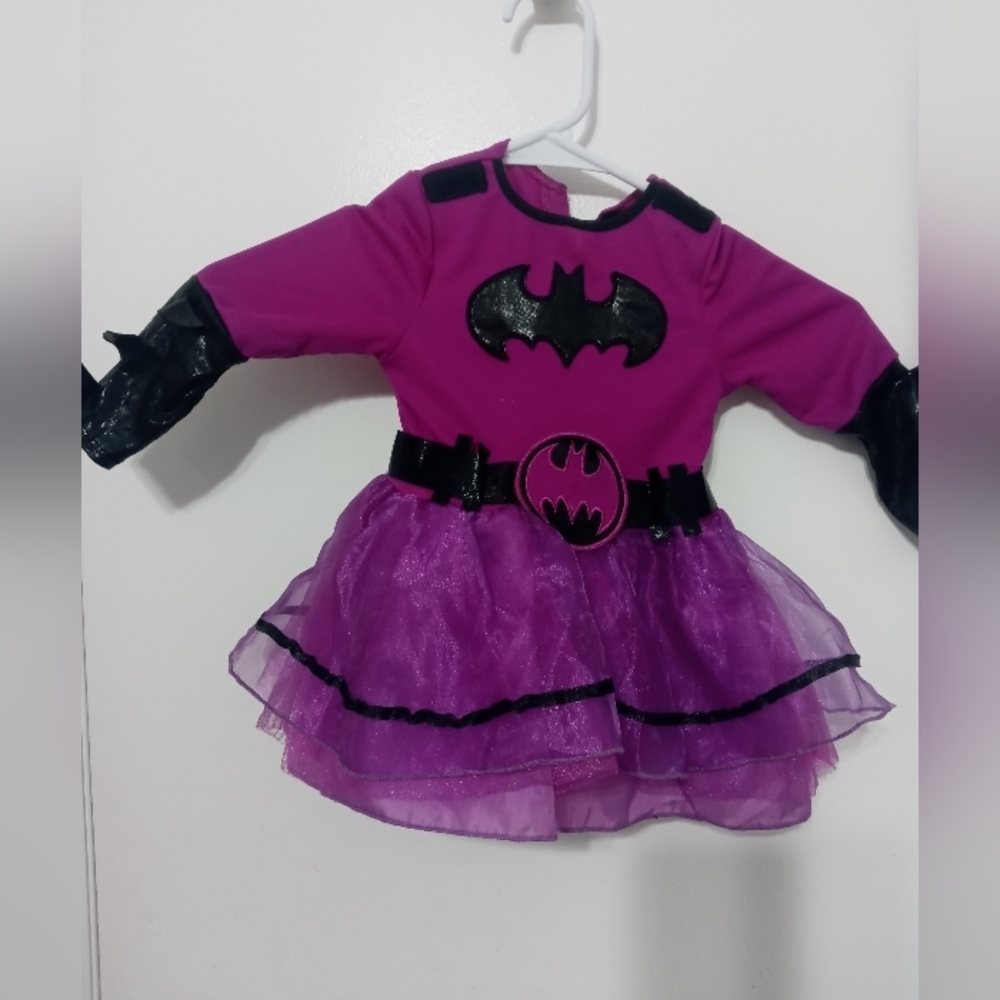 DC COMICS INFANT GIRL BLACK FUSCHIA DRESS HALLOWEEN BATGIRL COSTUME 3-6 MOS